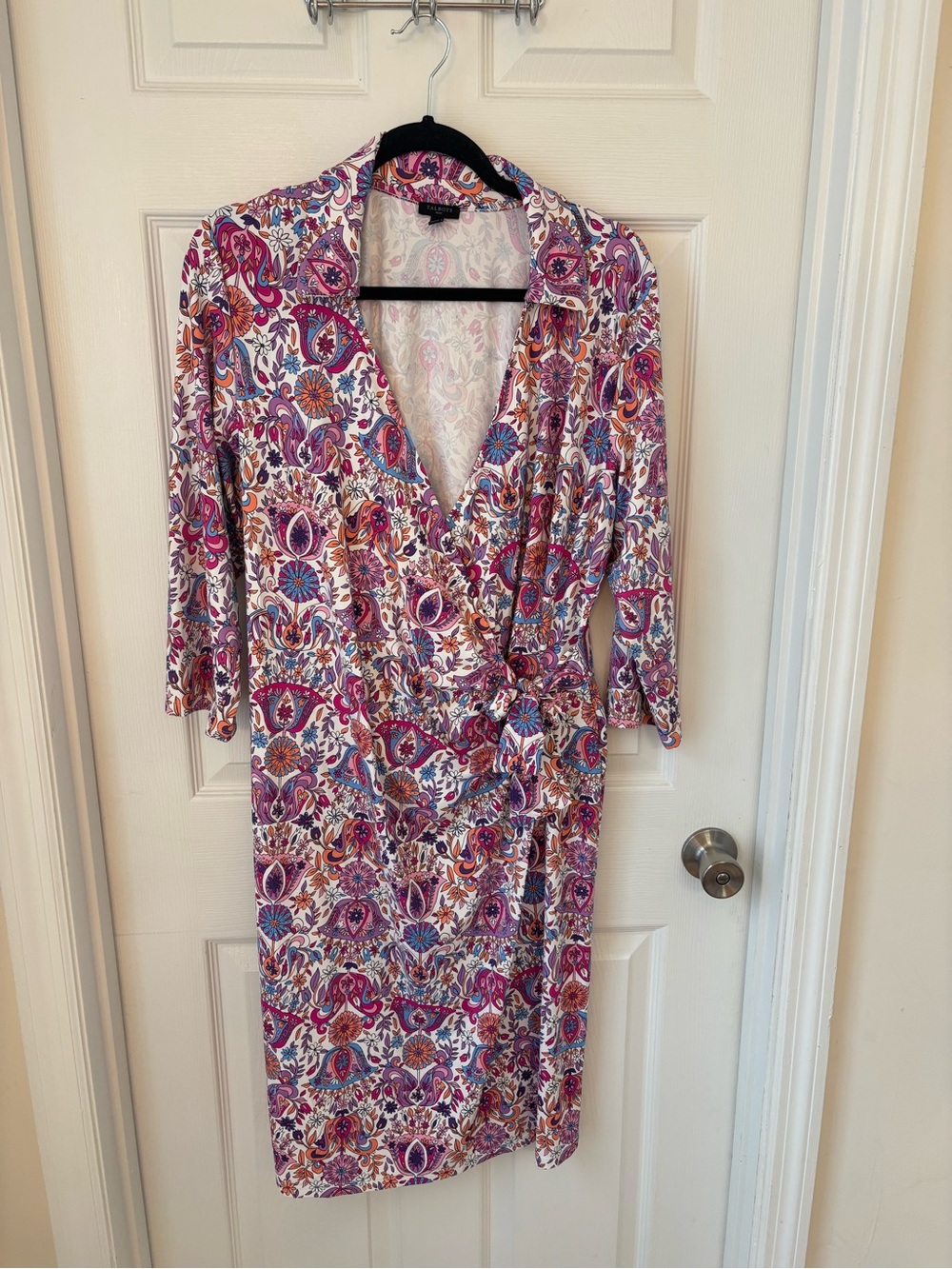 Talbots Floral Wrap Dress in Purple, Pink and Blue